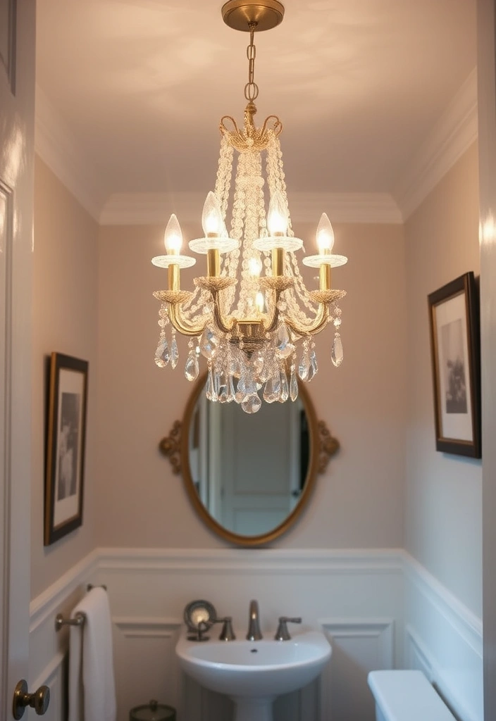 19 Chic Bathroom Styling Tips for Small Spaces (Your Guests Will Be Jealous of #11!) - 11. Statement Lighting