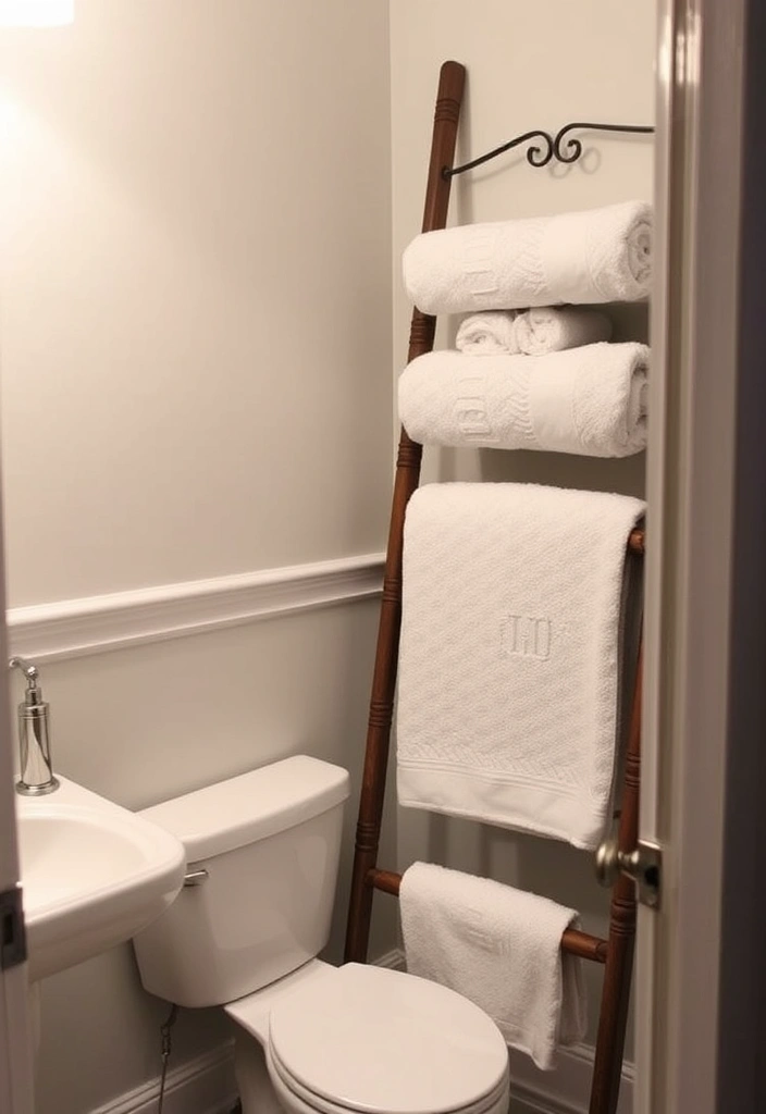 19 Chic Bathroom Styling Tips for Small Spaces (Your Guests Will Be Jealous of #11!) - 14. Clever Towel Storage