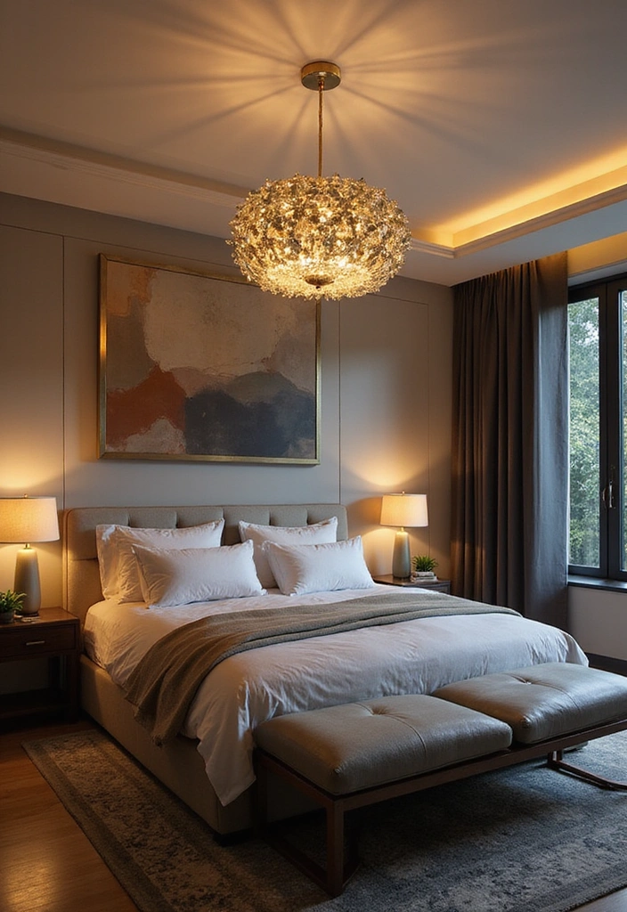 20 Stunning Modern Bedroom Ideas That'll Transform Your Space (You Won't Believe #8!) - 6. Statement Lighting