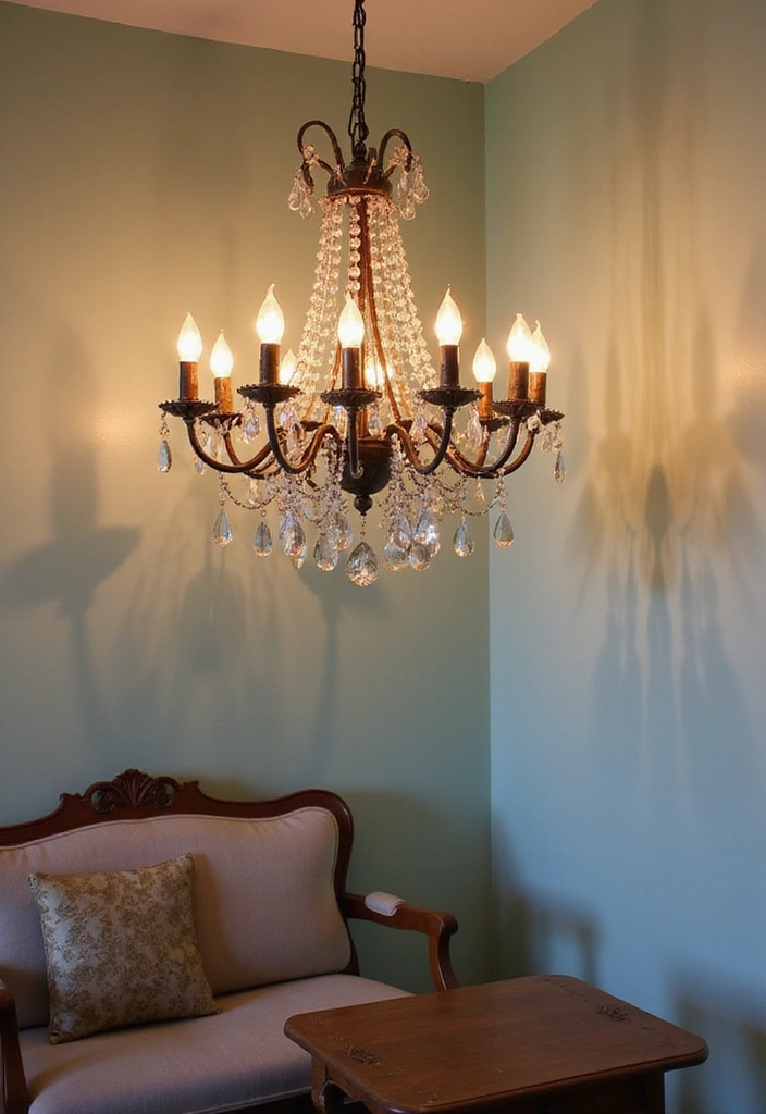 25 Shabby Chic Living Room Decor Ideas That'll Make You Want to Curl Up with a Good Book! - 4. Whimsical Chandelier