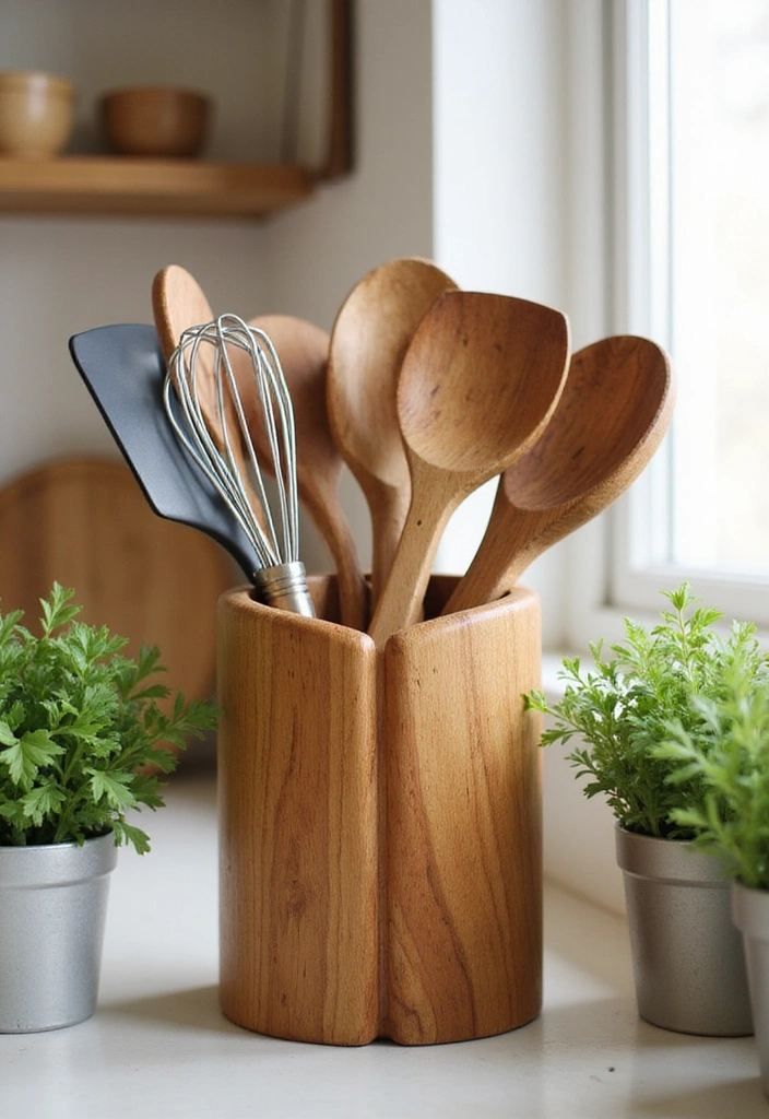 12 Simple Wood Projects Anyone Can Tackle in a Weekend (Don’t Miss #11!) - 8. Wooden Utensil Holder