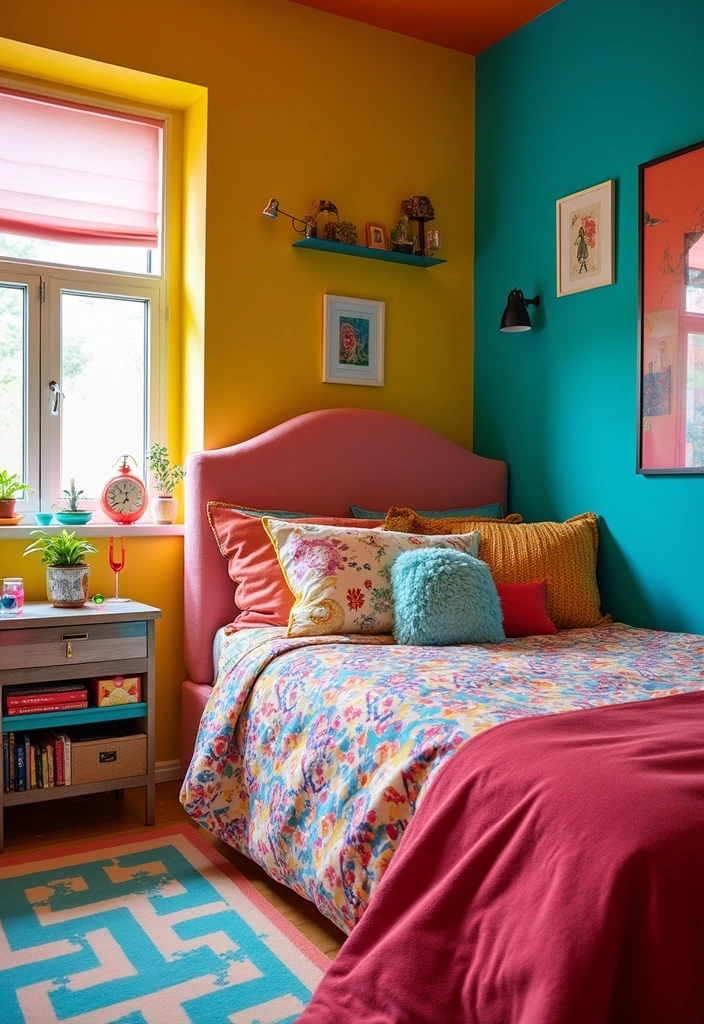 15 Dream Bedroom Ideas That'll Make You Feel Like You're on Vacation Every Night! - 10. Colorful Retreat: Playful Palette