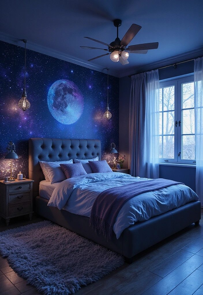 15 Dream Bedroom Ideas That'll Make You Feel Like You're on Vacation Every Night! - 15. Dreamy Night Sky: Celestial Inspiration