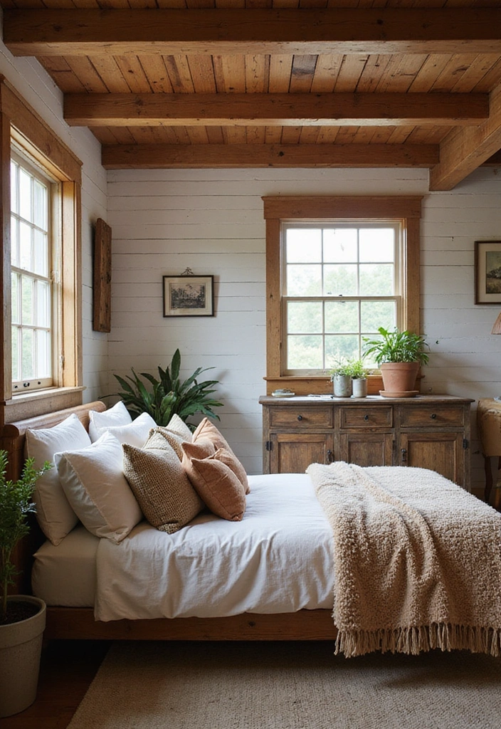 15 Dream Bedroom Ideas That'll Make You Feel Like You're on Vacation Every Night! - 4. Rustic Retreat: Farmhouse Charm