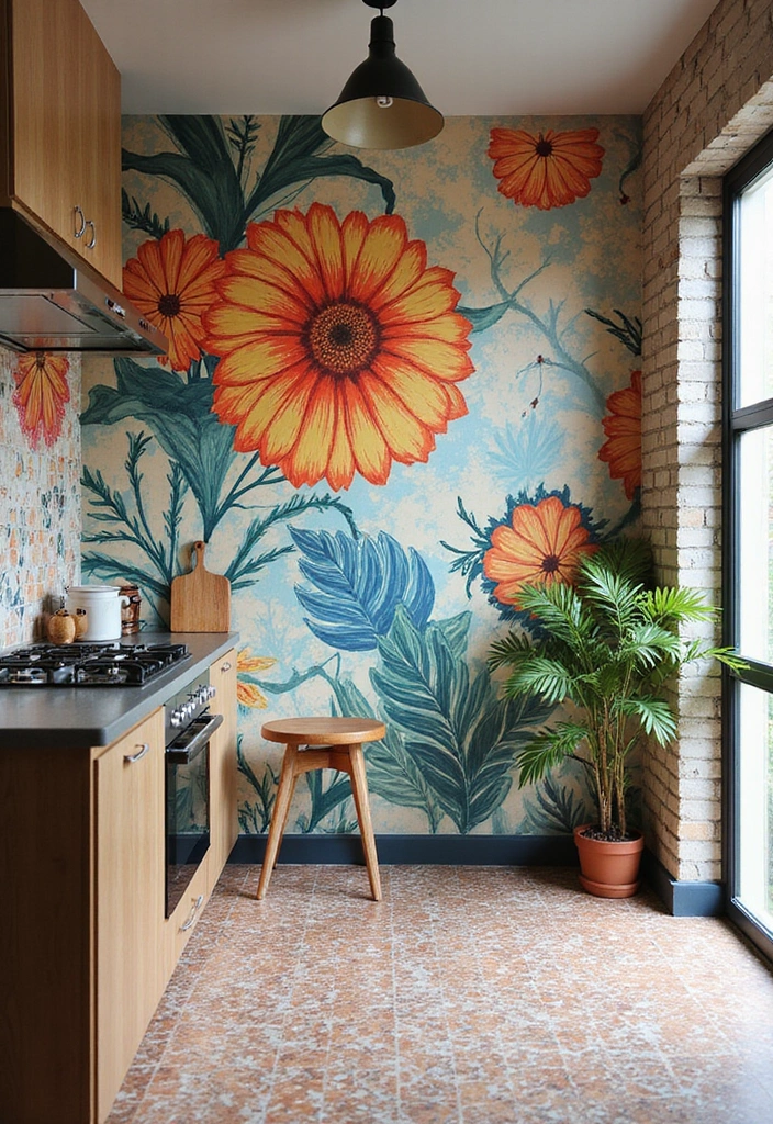 18 Modern Small Kitchen Layouts That Redefine Style (Don’t Miss #11!) - 18. Artistic Backdrops