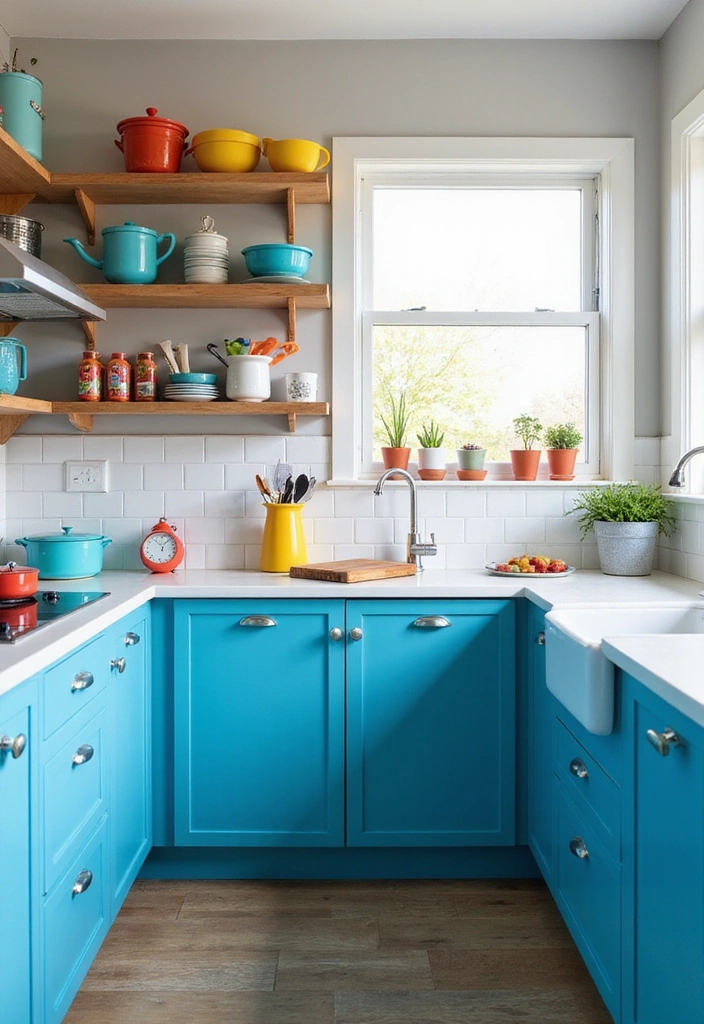 18 Modern Small Kitchen Layouts That Redefine Style (Don’t Miss #11!) - 3. Bold Color Accents