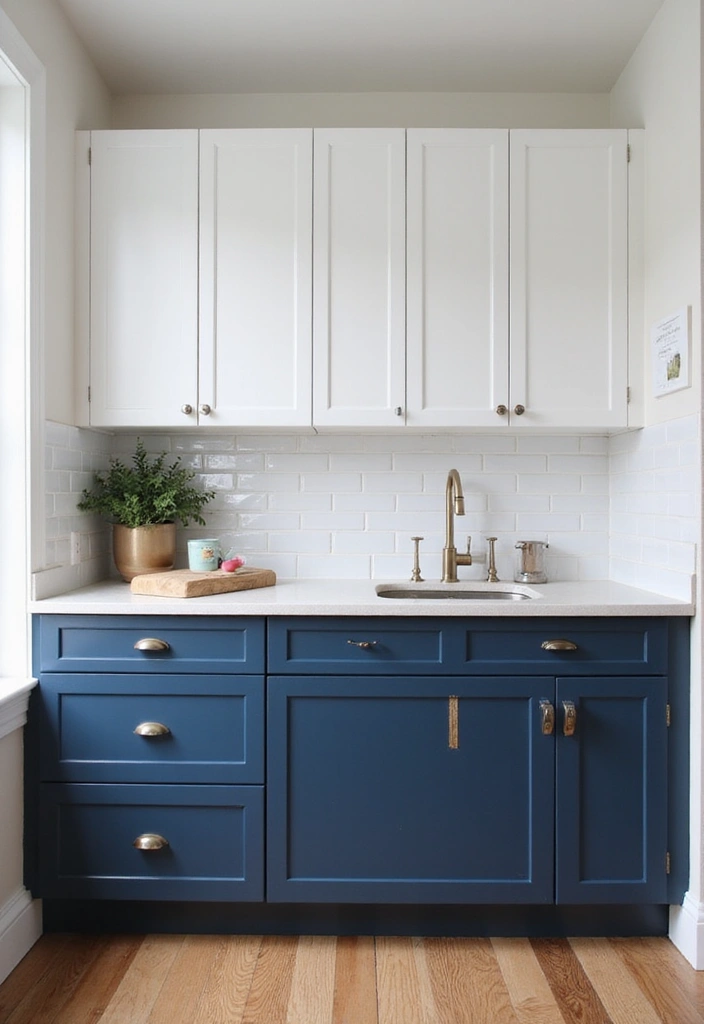 18 Modern Small Kitchen Layouts That Redefine Style (Don’t Miss #11!) - 8. Two-Tone Cabinetry