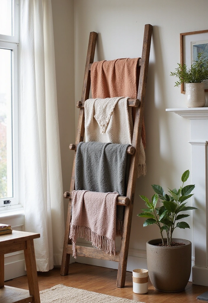 21 DIY Home Improvement Projects That'll Transform Your Space (You Won't Believe #15!) - 20. Cozy Blanket Ladder