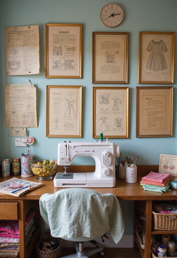 25 Vintage Wall Art Ideas That'll Make Your Space Feel Like a Timeless Masterpiece! - 14. Vintage Sewing Patterns