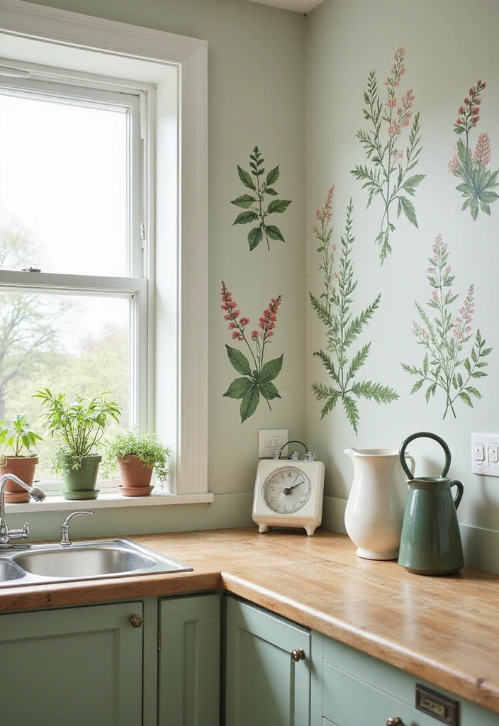 25 Vintage Wall Art Ideas That'll Make Your Space Feel Like a Timeless Masterpiece! - 8. Vintage Botanical Wall Decals