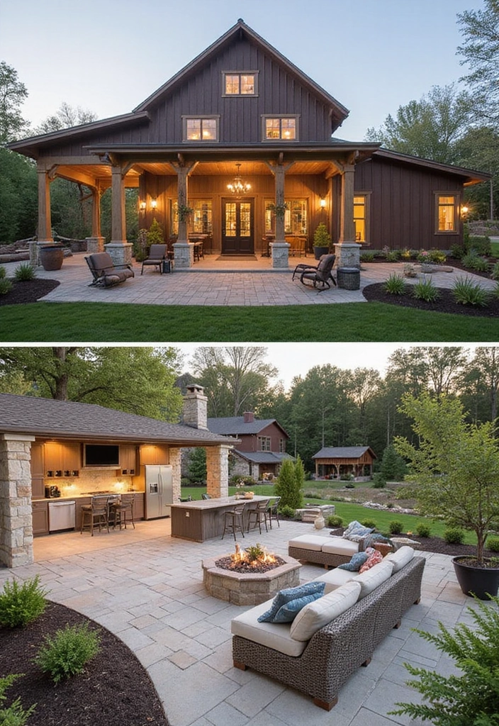 15 Stunning Barndominium Exteriors That'll Make Your Neighbors Envious! - 13. Outdoor Living Spaces