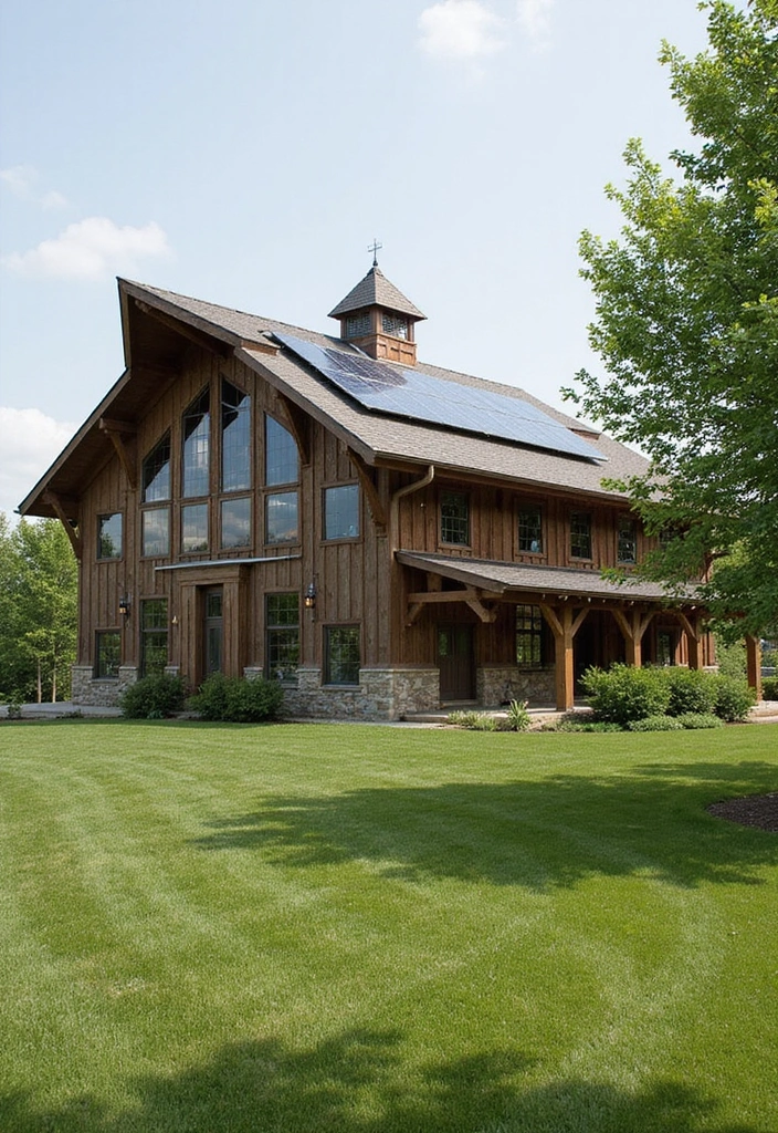 15 Stunning Barndominium Exteriors That'll Make Your Neighbors Envious! - 9. Eco-Friendly Features