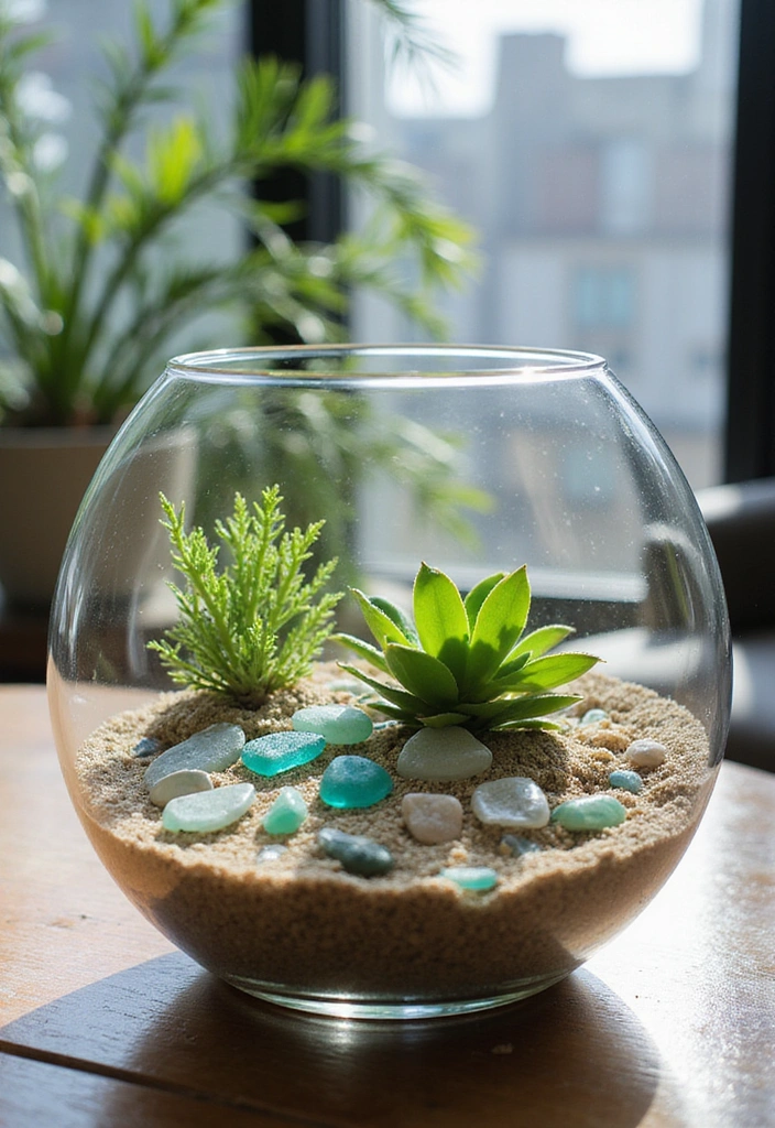 16 Nautical Wood Projects That'll Bring the Ocean Right to Your Living Room (You Won't Believe #5!) - 11. Sea Glass Terrarium