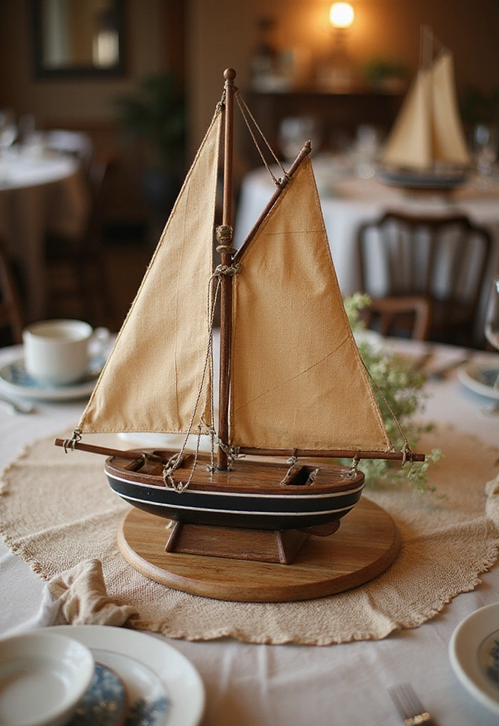 16 Nautical Wood Projects That'll Bring the Ocean Right to Your Living Room (You Won't Believe #5!) - 4. Sailboat Centerpiece