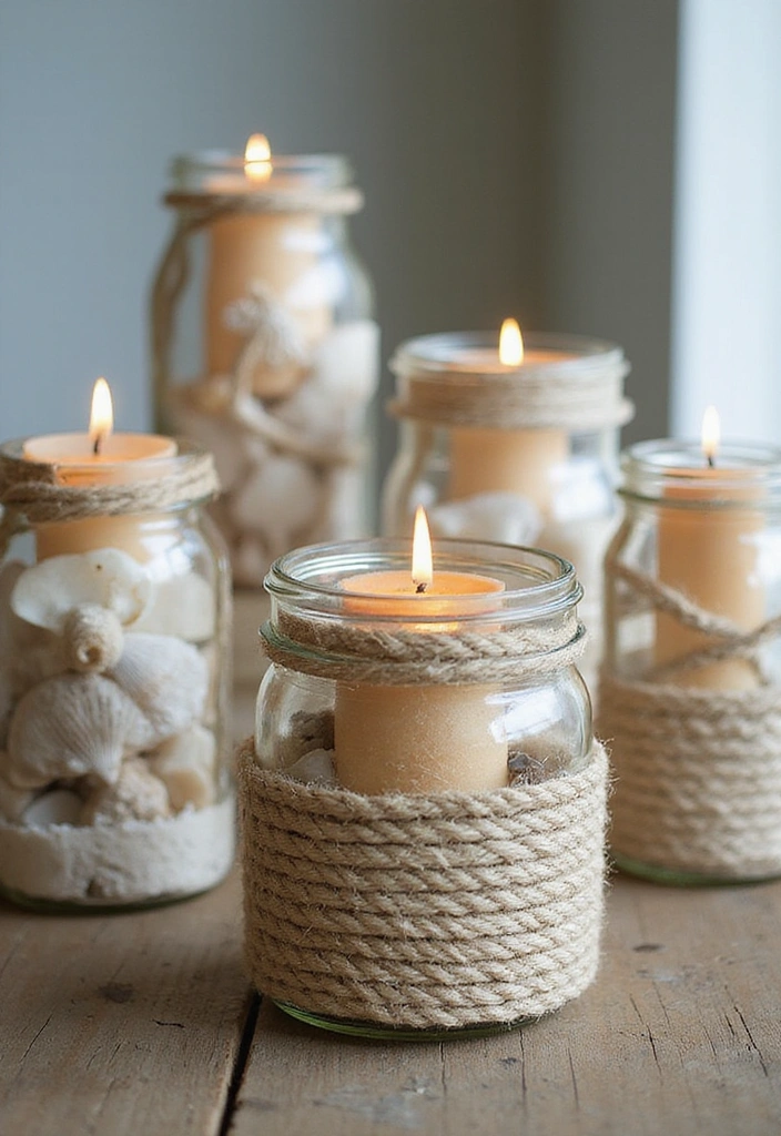 16 Nautical Wood Projects That'll Bring the Ocean Right to Your Living Room (You Won't Believe #5!) - 5. Rope-Wrapped Jars