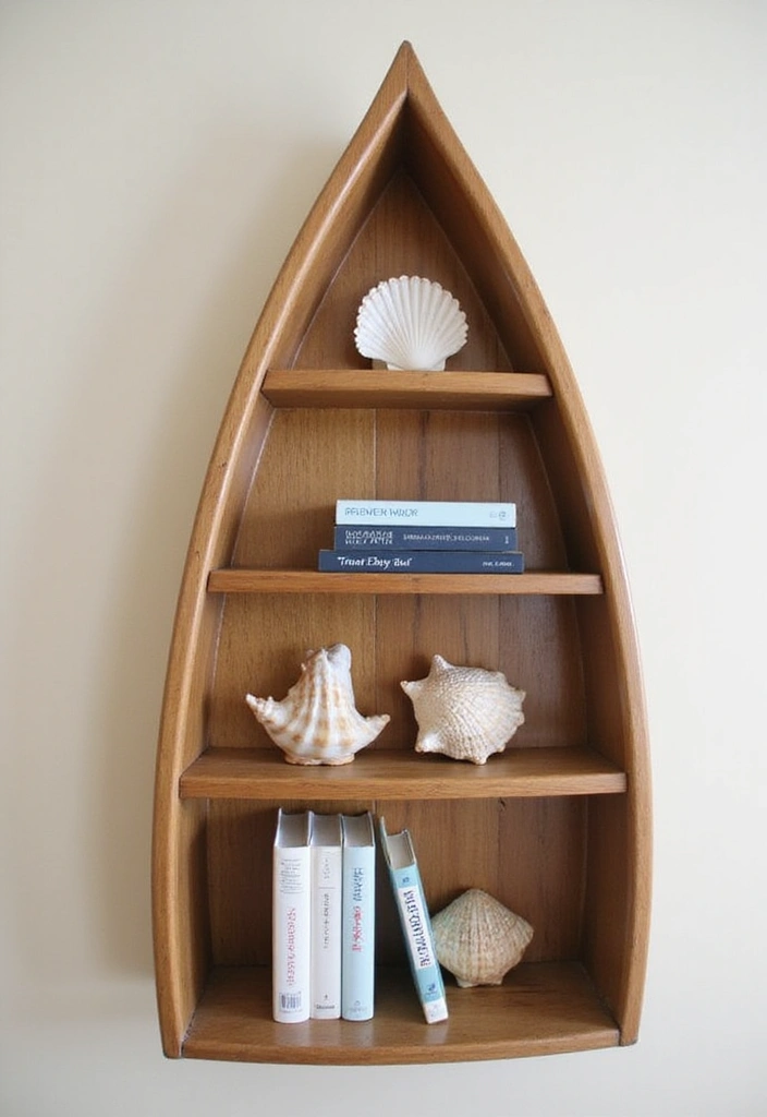 16 Nautical Wood Projects That'll Bring the Ocean Right to Your Living Room (You Won't Believe #5!) - 9. Wooden Boat Shelf
