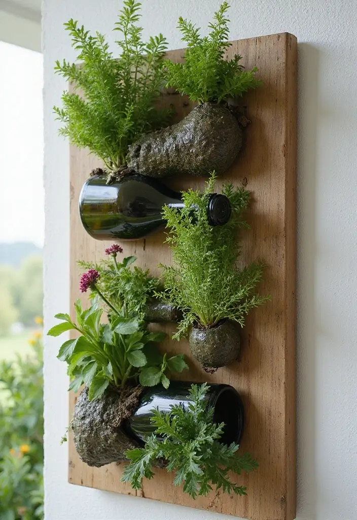15 Jaw-Dropping Vertical Garden Ideas for Small Spaces (Get Ready to Be Inspired by #8!) - 7. Repurposed Wine Bottles
