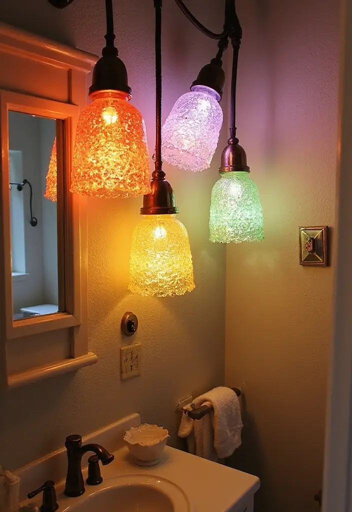 15 Stunning Bathroom Lighting Ideas That Will Transform Your Space! - 11. Colorful Glass Shades