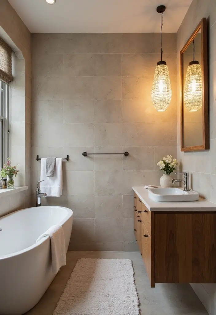 15 Stunning Bathroom Lighting Ideas That Will Transform Your Space! - 9. Artistic Light Fixtures