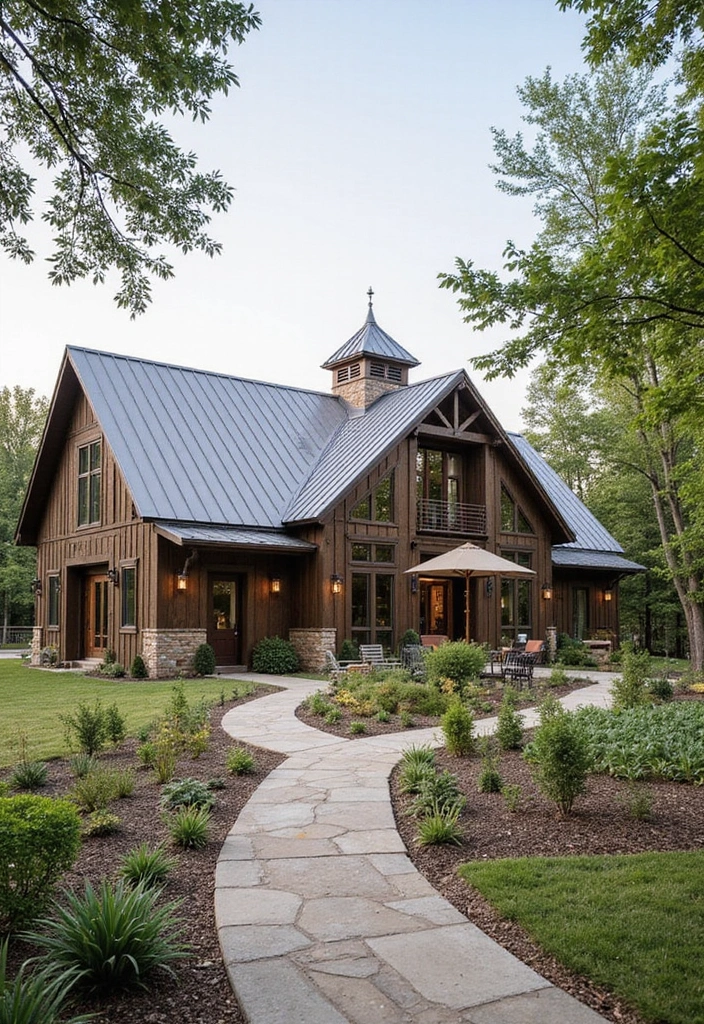 20 Modern Barndominium Design Ideas That'll Make You Want to Move In Today! - 16. Natural Landscaping