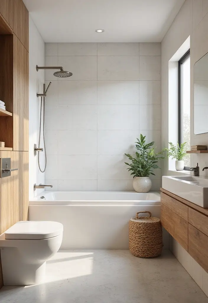 20 Stunning Bathroom Tile Ideas That Will Transform Your Space (You Won't Believe #7!) - 12. White and Wood Combo