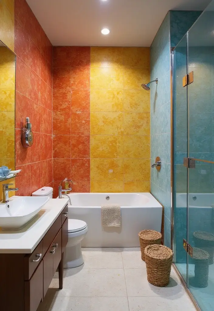 20 Stunning Bathroom Tile Ideas That Will Transform Your Space (You Won't Believe #7!) - 13. Color Blocking