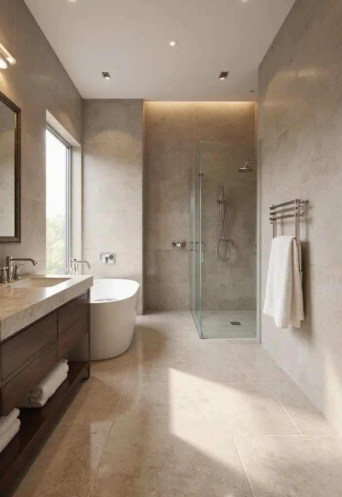 20 Stunning Bathroom Tile Ideas That Will Transform Your Space (You Won't Believe #7!) - 4. Large Format Tiles