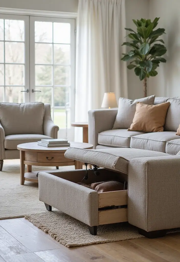 25 Cozy Living Room Ideas That'll Make You Want to Curl Up and Stay Forever! - 14. Multi-Functional Furniture