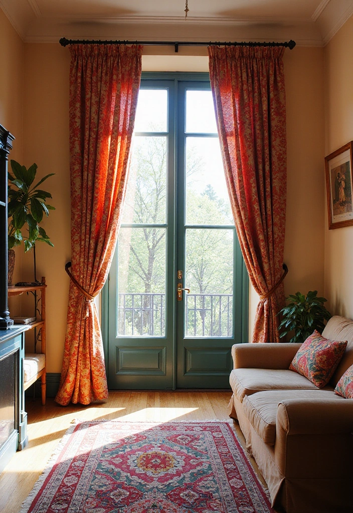 25 Stunning Interior Design Ideas for Your Drawing Room That'll Leave You Breathless! - 14. Colorful Curtains