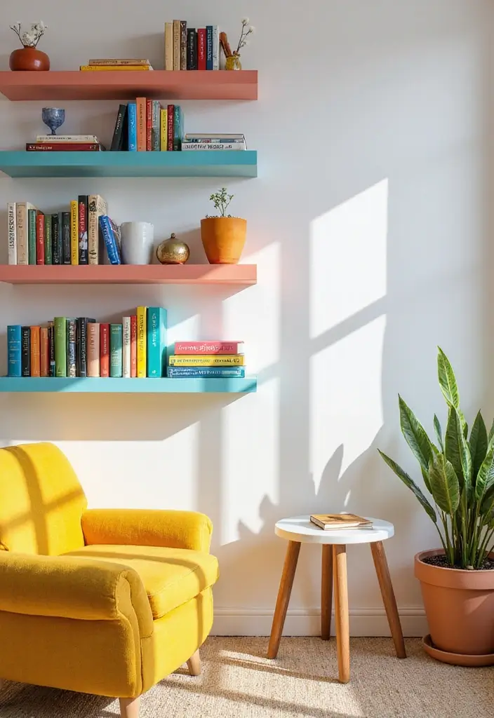 10 Stunning Floating Shelf Ideas to Elevate Your Home Decor (You Won't Believe #5!) - 6. Colorful Statements