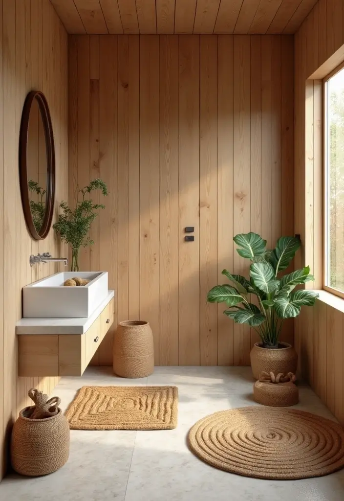 14 Spa-Like Bathroom Decor Ideas to Elevate Your Home Experience! - 1. Incorporate Earthy Textures