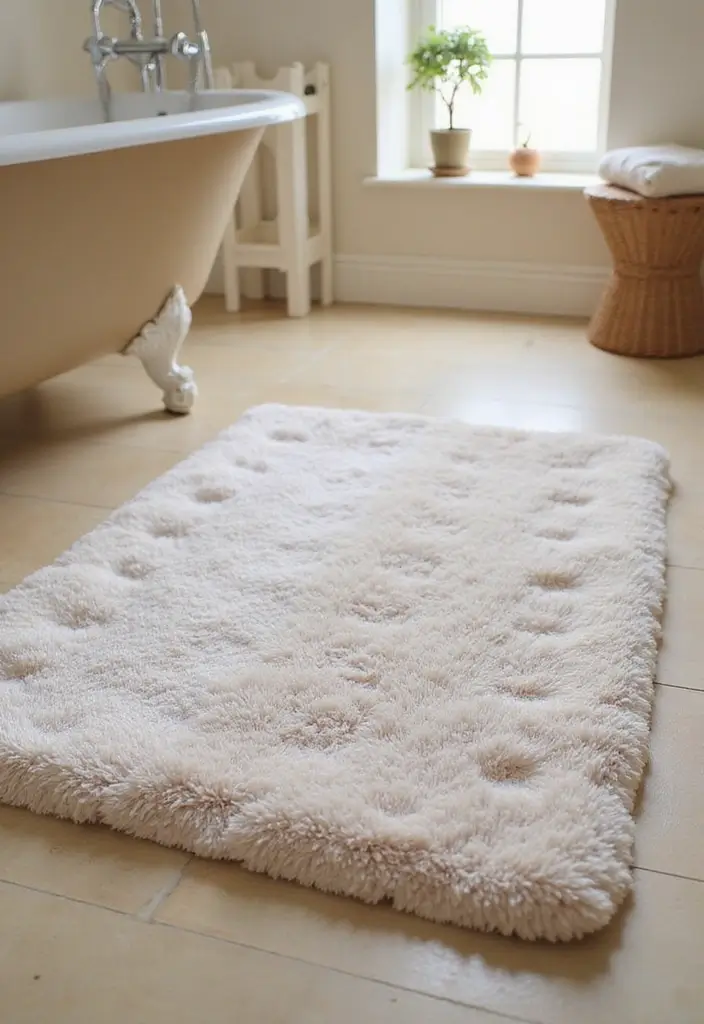 14 Spa-Like Bathroom Decor Ideas to Elevate Your Home Experience! - 12. A Cozy Bath Mat