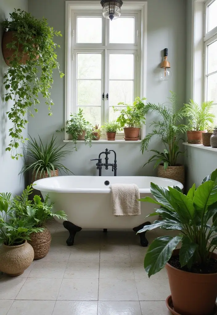 14 Spa-Like Bathroom Decor Ideas to Elevate Your Home Experience! - 3. Lush Greenery
