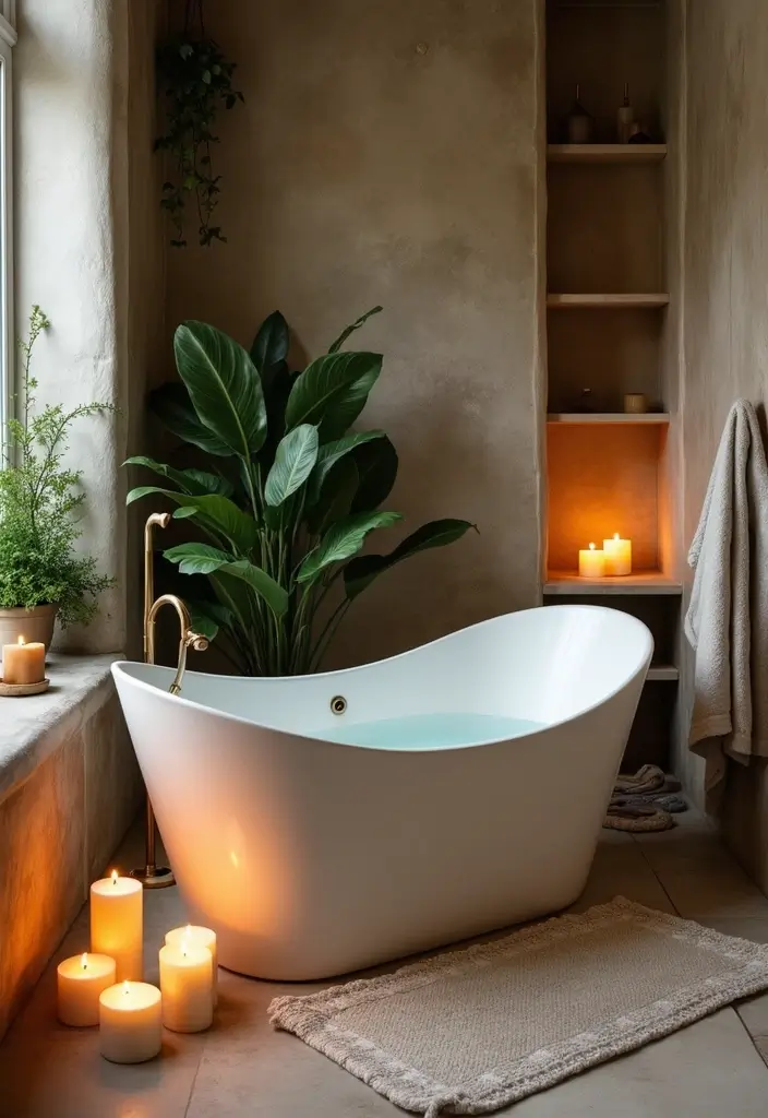 14 Spa-Like Bathroom Decor Ideas to Elevate Your Home Experience! - 7. A Soaking Tub as a Focal Point
