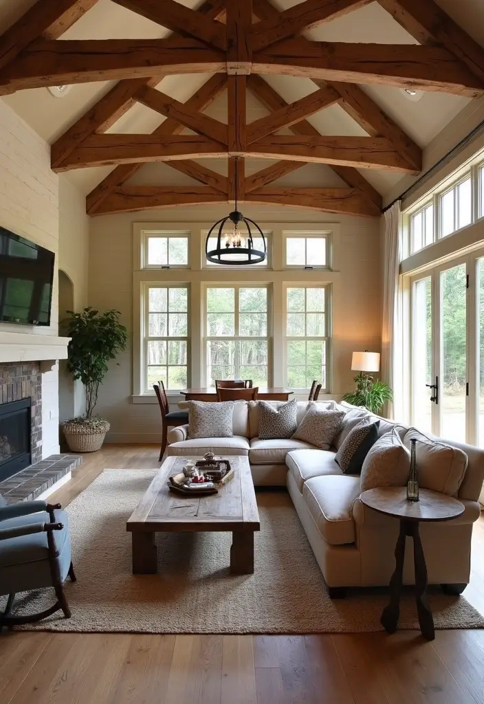 14 Stunning Barndominium Living Room Designs That'll Make You Want to Move In! - 2. Rustic Wood Features