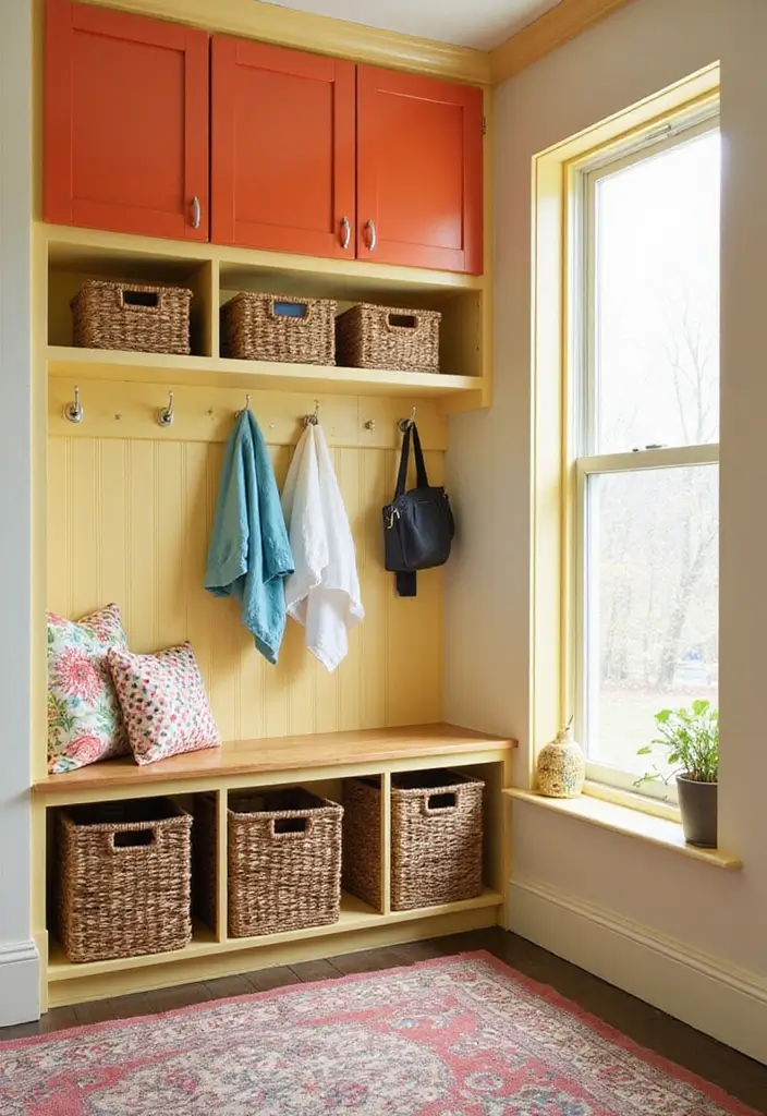 15 Mudroom Designs That Will Make You Want to Come Home Early (Check Out #9!) - 3. Bright and Cheerful Colors