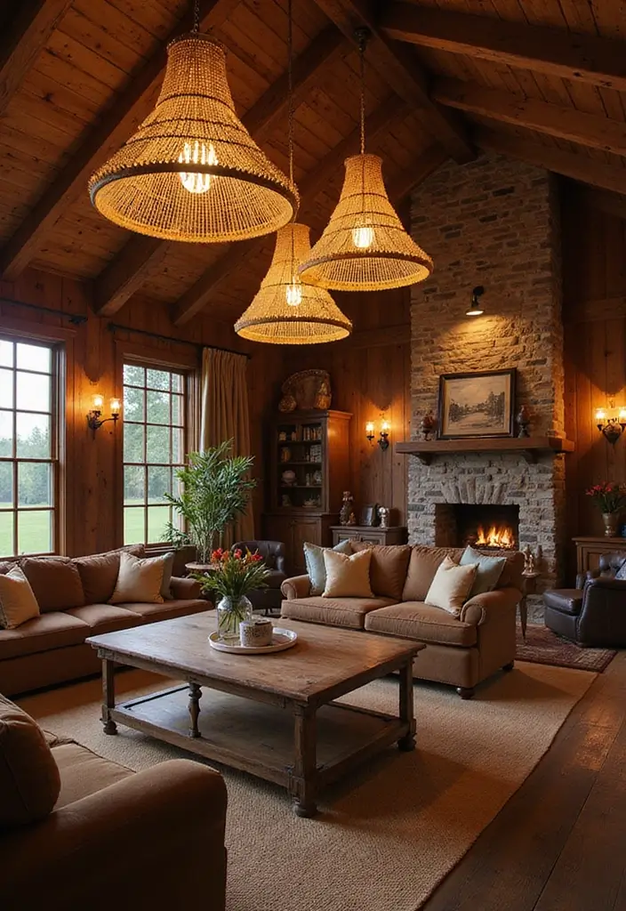 17 Stunning Barndominium Living Room Designs That Will Make You Feel Right at Home! - 12. Statement Lighting
