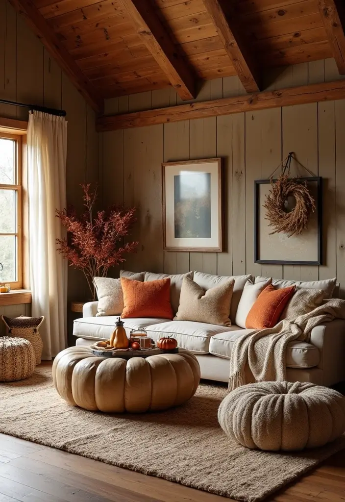 20 Barndominium Living Room Ideas That'll Make You Want to Cozy Up Right Now! - 19. Seasonal Decor Changes