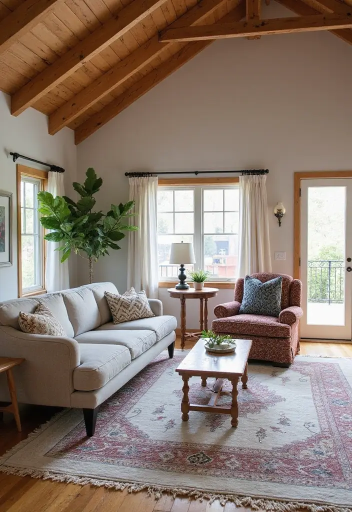 20 Barndominium Living Room Ideas That'll Make You Want to Cozy Up Right Now! - 20. Create Zones with Rugs