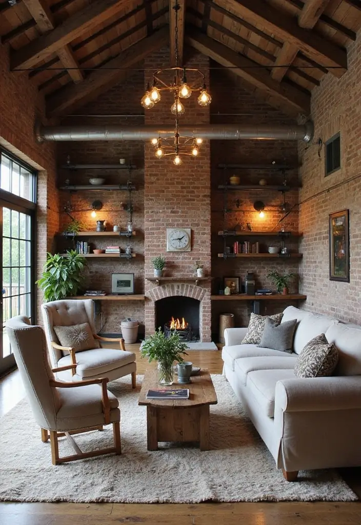 20 Barndominium Living Room Ideas That'll Make You Want to Cozy Up Right Now! - 4. Industrial Accents