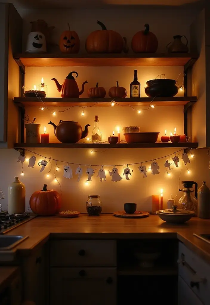 20 Creepy Halloween Kitchen Decor Ideas That Will Give You Chills (#7 is a Must-See!) - 12. Ghostly Garlands
