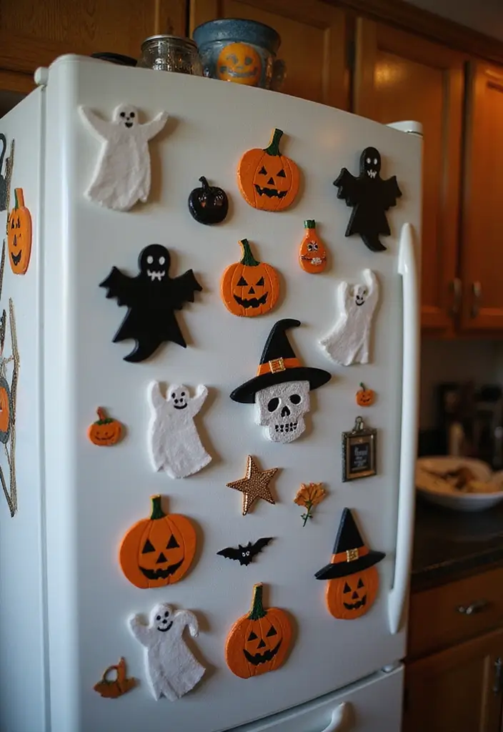 20 Creepy Halloween Kitchen Decor Ideas That Will Give You Chills (#7 is a Must-See!) - 14. Frightening Fridge Magnets