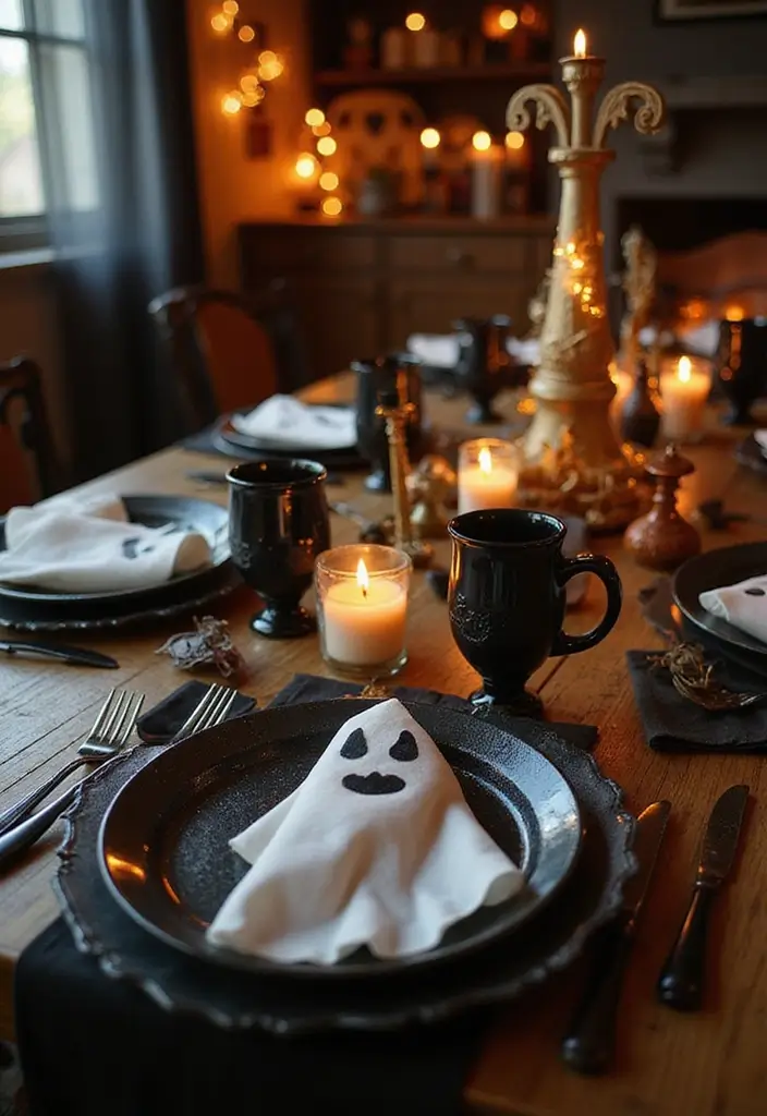 20 Creepy Halloween Kitchen Decor Ideas That Will Give You Chills (#7 is a Must-See!) - 4. Ghostly Tableware