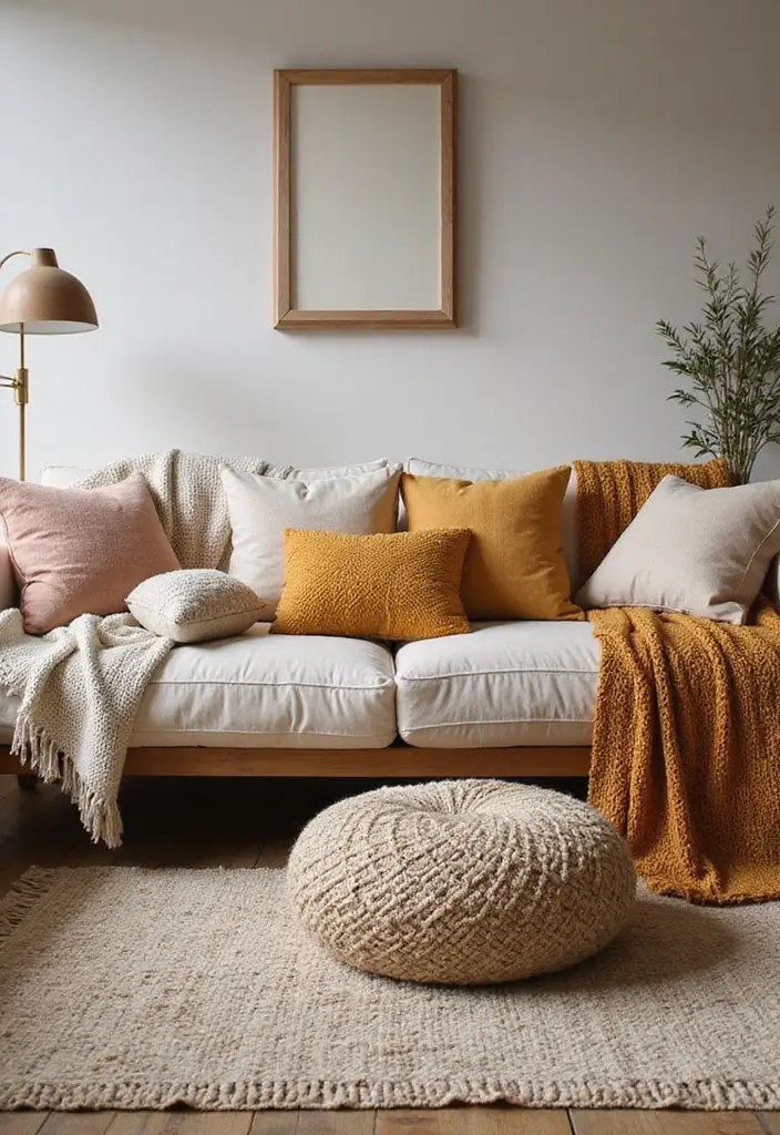 20 Living Room Ideas That Will Make You Want to Curl Up and Never Leave! - 2. Layered Textures Galore