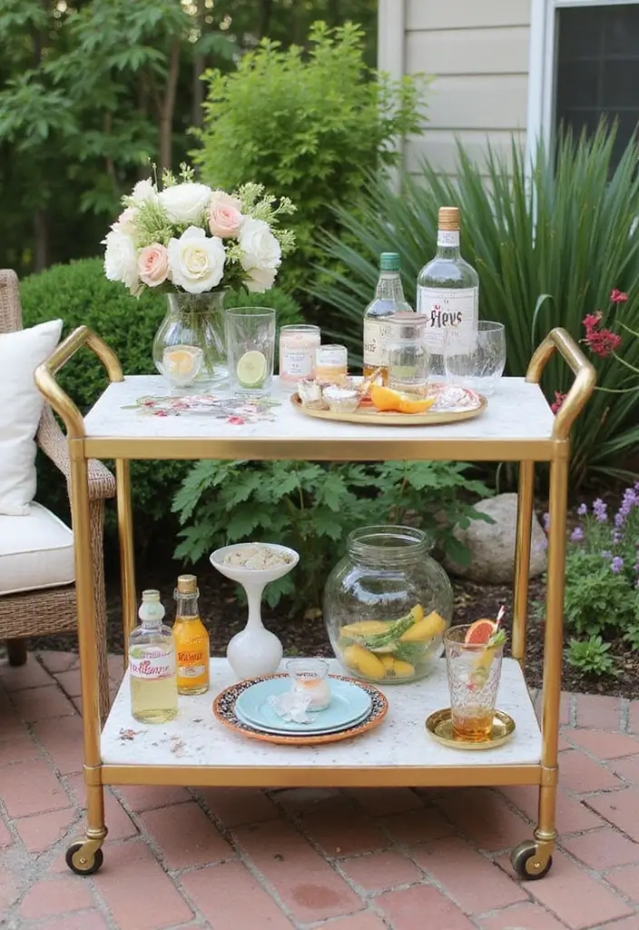 20 Stunning Outdoor Patio Decor Ideas That Will Transform Your Backyard into a Paradise! - 13. Chic Bar Cart