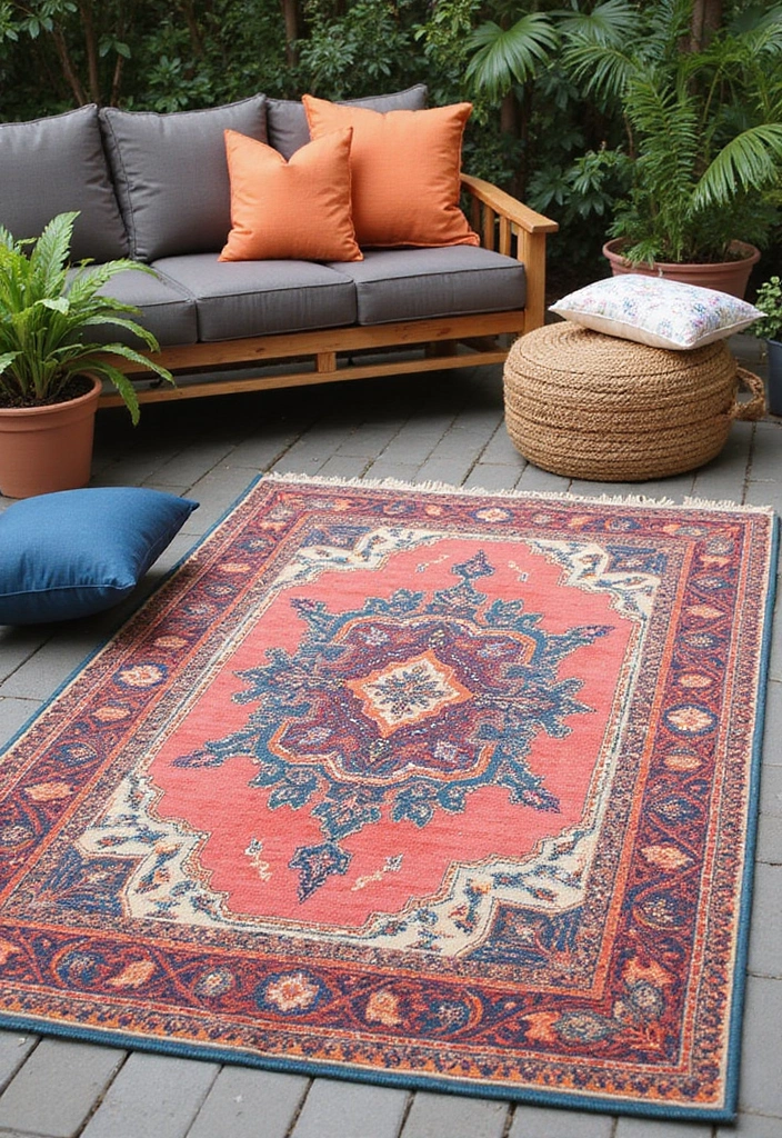 20 Stunning Outdoor Patio Decor Ideas That Will Transform Your Backyard into a Paradise! - 2. Stylish Outdoor Rugs