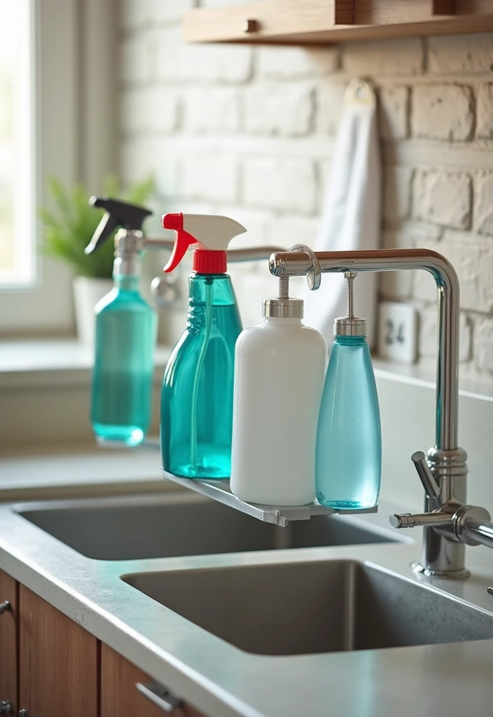 21 Ingenious Kitchen Storage Solutions for Small Spaces! (#10 Will Blow Your Mind!) - 12. Tension Rods for Cleaning Supplies