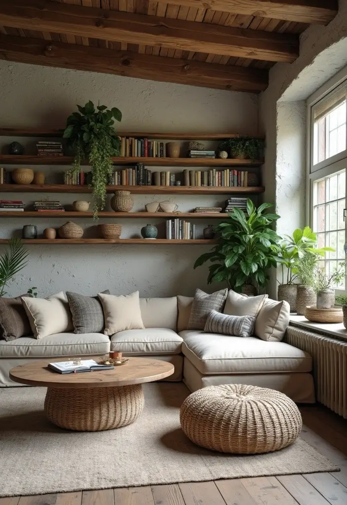 21 Rustic Living Room Ideas That'll Make You Feel Right at Home (You Won't Believe #10!) - 8. Open Shelving