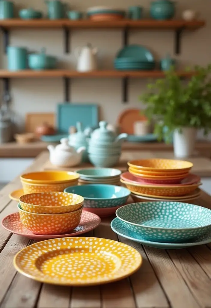 21 Stunning Kitchen Makeovers That Cost Less Than $100 (You Won't Believe #7!) - 19. Fun and Colorful Dishware