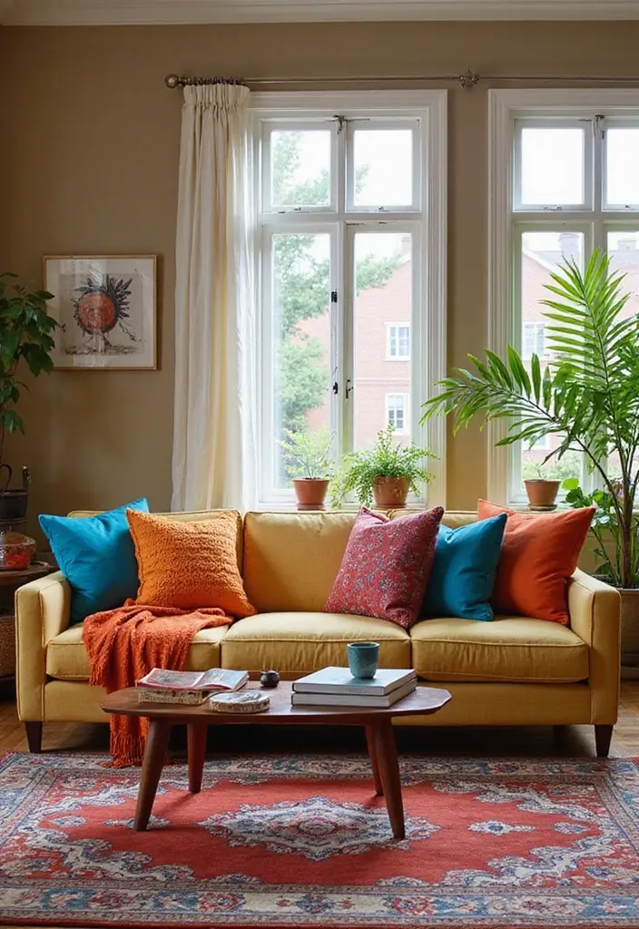 21 Stunning Modern Rustic Living Room Ideas That'll Make You Want to Redecorate Today! - 16. Colorful Accents